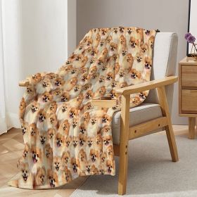 Pomeranian Blanket for Adults Women Fuzzy Dogs Blanket Cute Puppy Flannel Throw Blanket Animal Pattern Plush Bed Cover Couch Throw