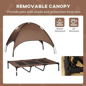 Portable Raised Dog Cot Elevated Dog Bed with Canopy for XL Dogs 48x36x43 Coffee Indoor Outdoor