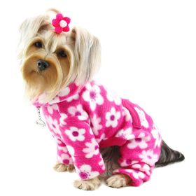 Full Blossom Fleece Turtleneck Pajamas (Color: PINK, size: L)