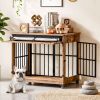 38" Dog Crate Furniture, Double Door Wooden Indoor Dog Kennel Furniture, Size L