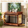 46" Large Dog Crate Furniture, Double Door Wooden Indoor Dog Kennel Furniture