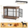 38" Dog Crate Furniture, Double Door Wooden Indoor Dog Kennel Furniture, Size L